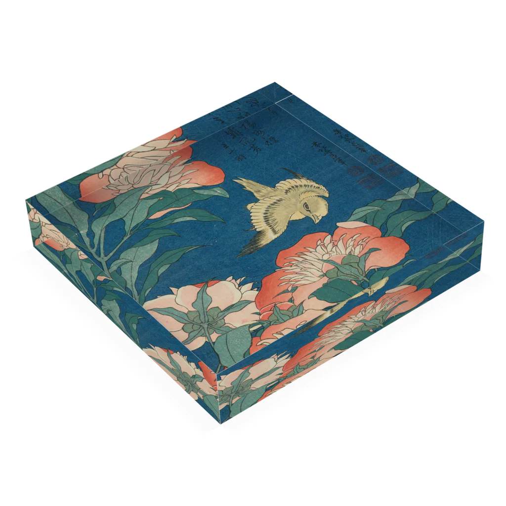 SONOTENI-ARTの003-003　葛飾北斎　『芍薬　カナアリ』　アクリルブロック Acrylic Block :placed flat