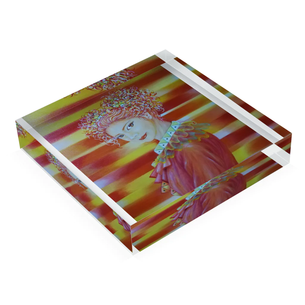 Happy Circusのハッピークラウン4・woman Acrylic Block :placed flat