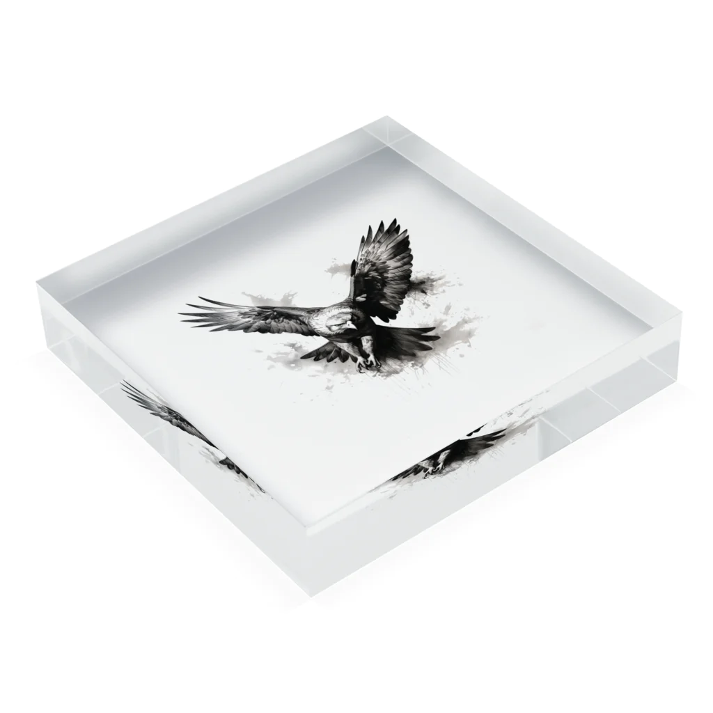 水墨画風のかっこいい鷹 Acrylic Block by ときまれ ( koulivex