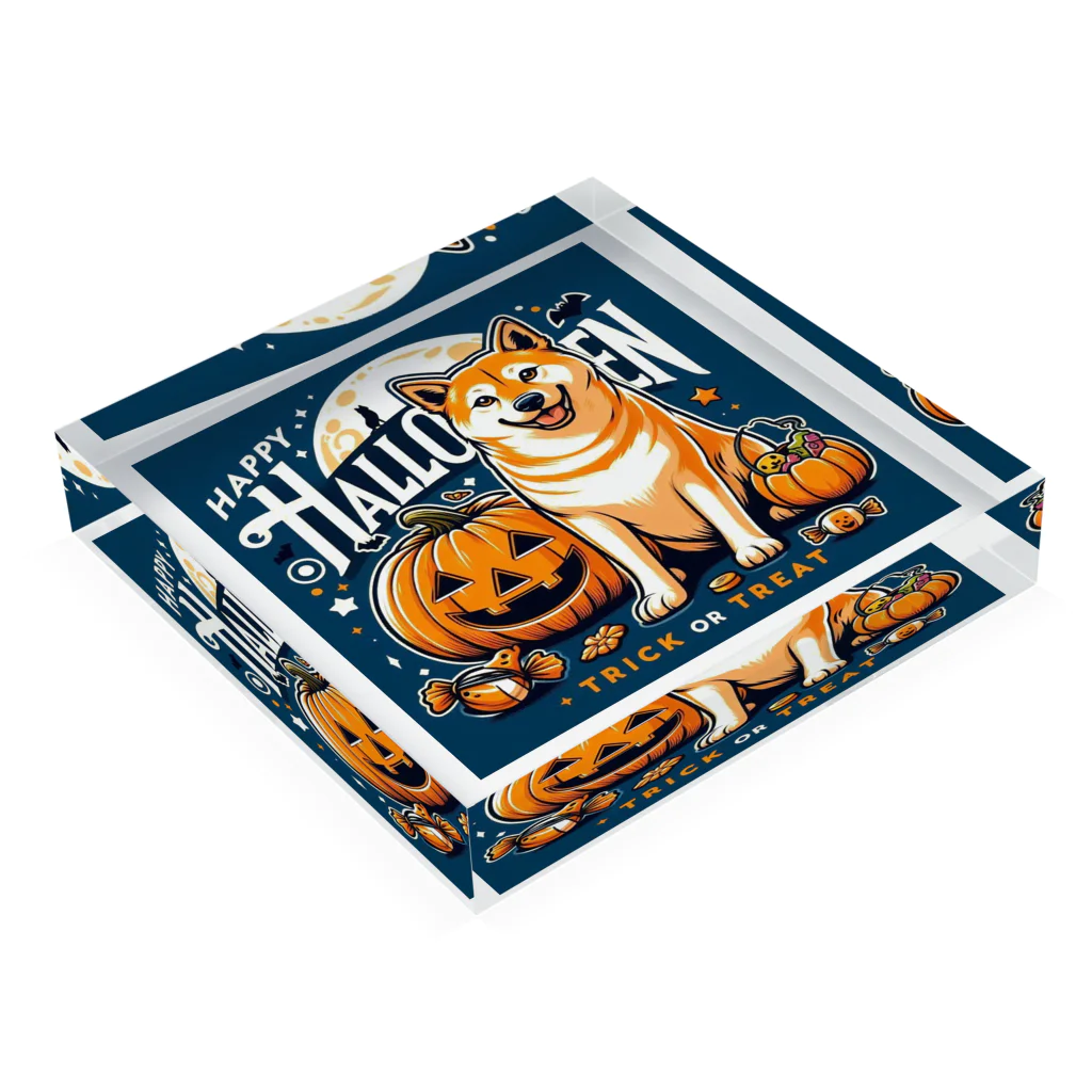 Naoki21のDOG x HALLOWEEN 03🟦(濃色用) Acrylic Block :placed flat