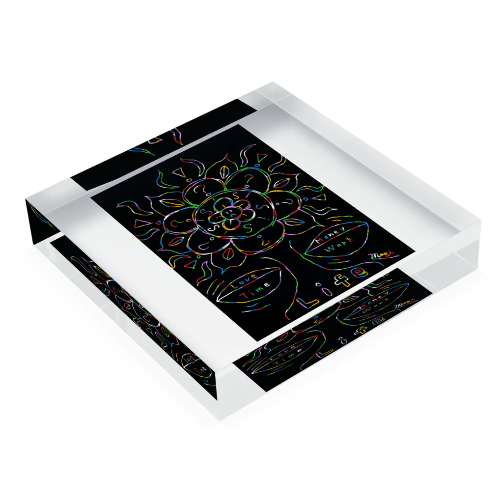 Mogi_3のカラフルフラワー？ Acrylic Block :placed flat
