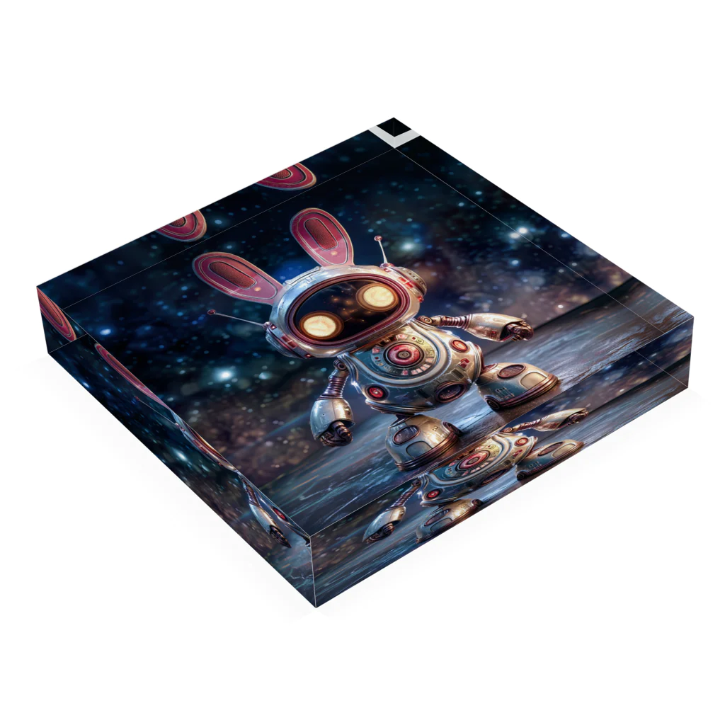 宇宙うさぎの宇宙うさぎ　アクリルブロック Acrylic Block :placed flat