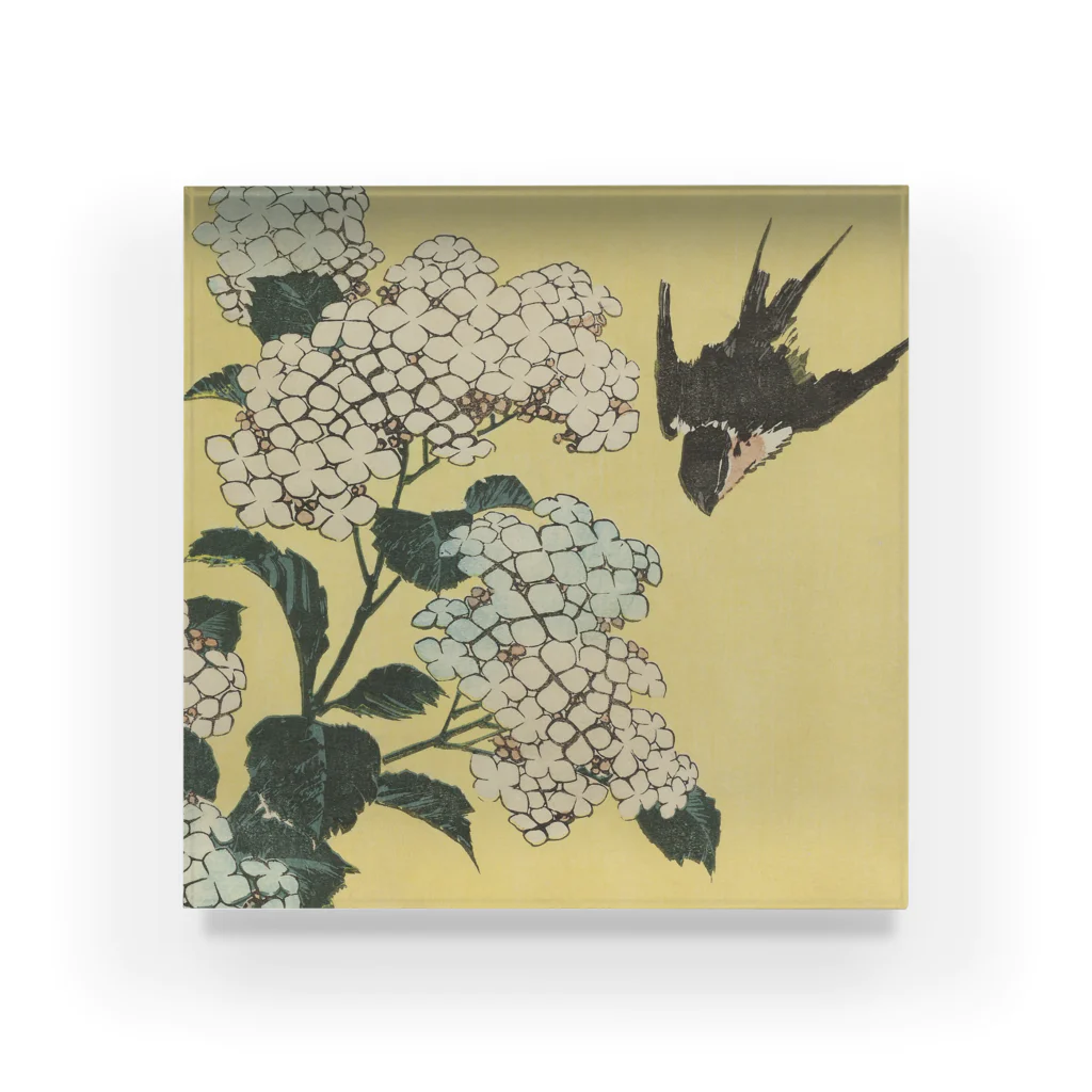 SONOTENI-ARTの003-009　葛飾北斎　『紫陽花に燕』　アクリルブロック Acrylic Block