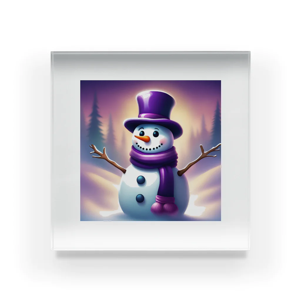 スノーマン 紫 / 雑貨屋雪だるま ( s_k19860409 )のアクリルブロック