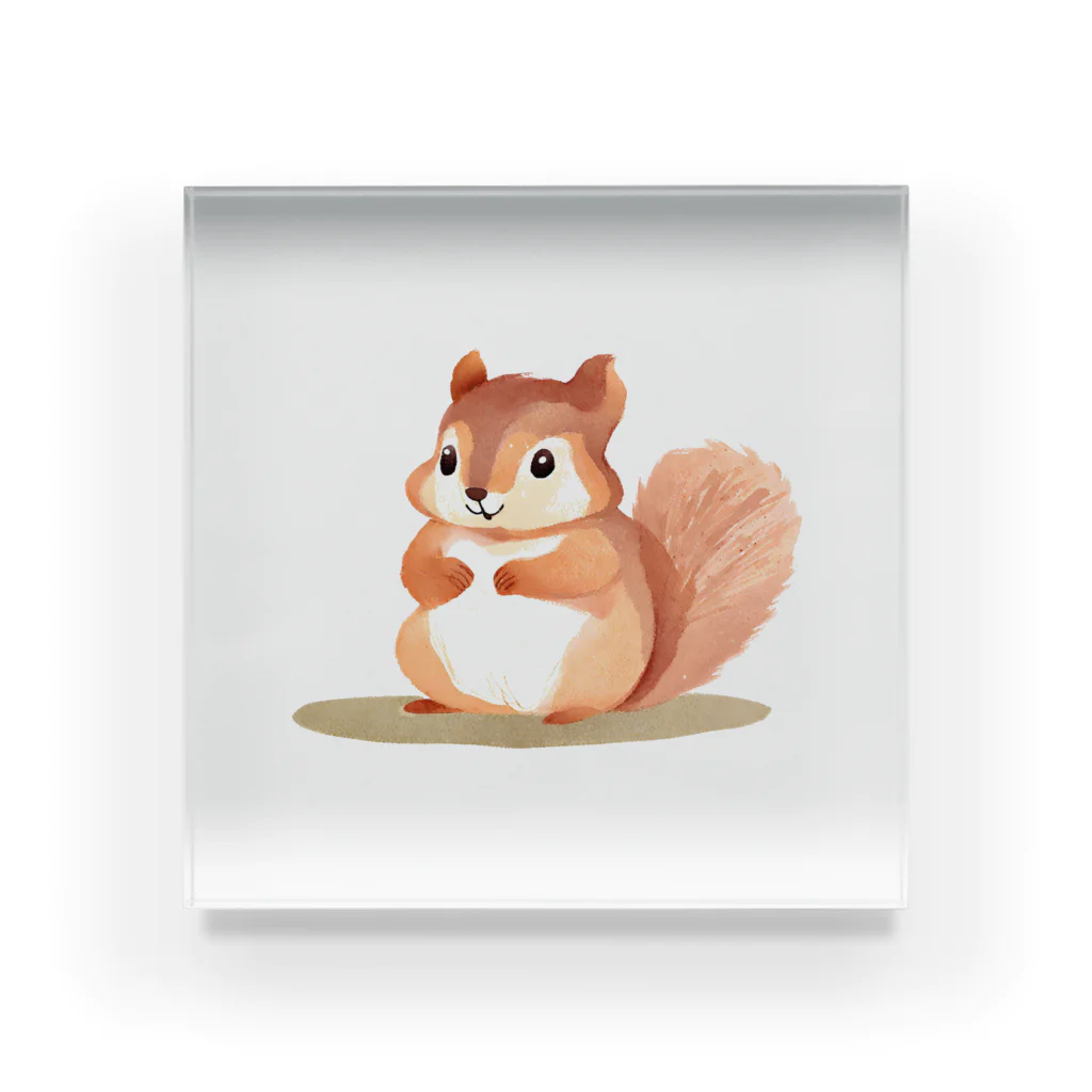 ぽっちゃりリスのイラストグッズ / toto1380totoのアクリルブロック
