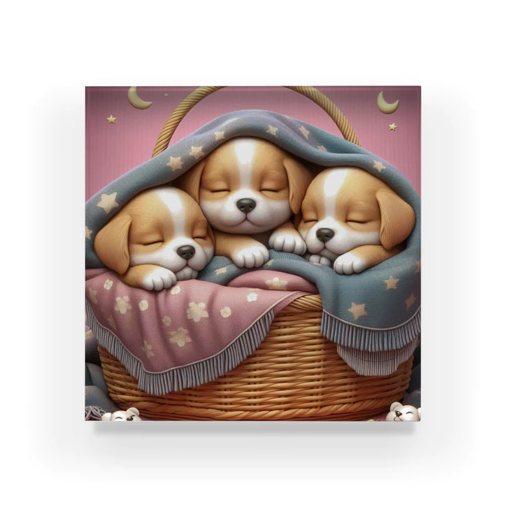 ふわふわ子犬の第②弾！ほっこり♡ ふわふわ子犬 Acrylic Block