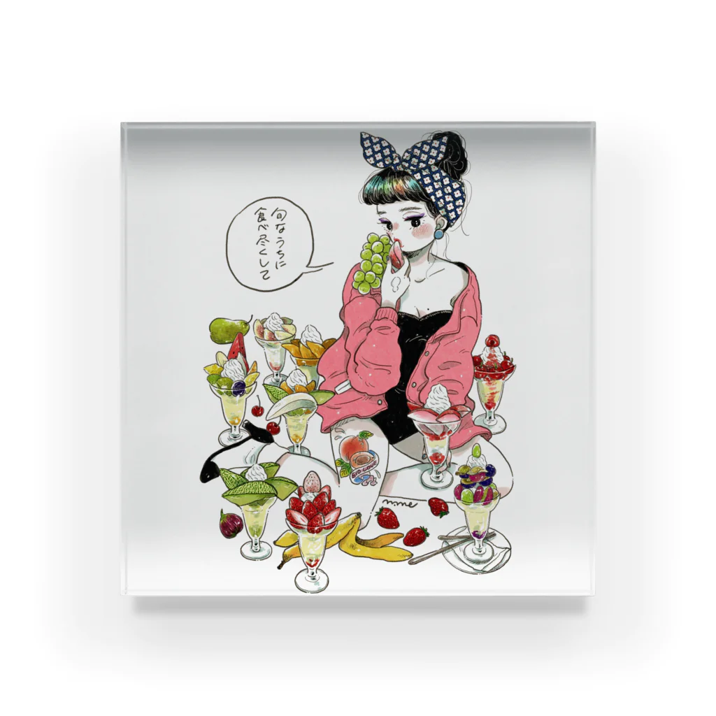 mame（まめ）のもたもたしてたらなくなっちゃうよ Acrylic Block