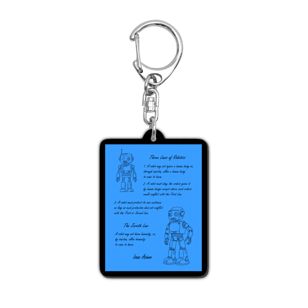 mirinconixのアシモフのロボット3原則とロボットの落書き  セルリアンブルー Acrylic Key Chain