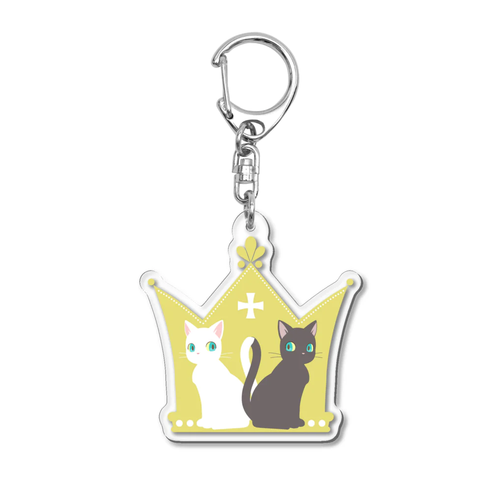 tsukiotoの黒猫と白猫　クラウン Acrylic Key Chain
