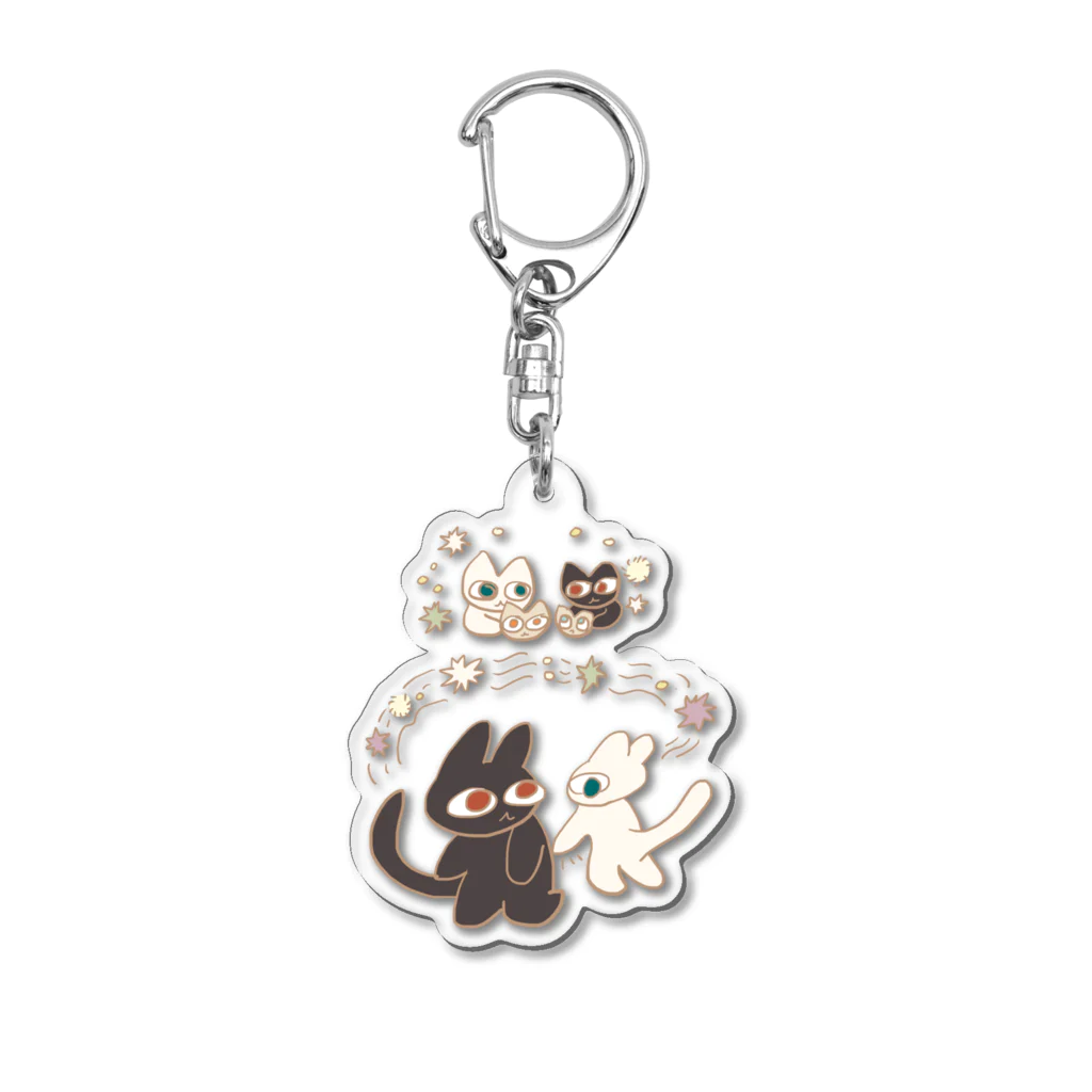 ボブテイルねこ画商の猫と諺・袖振り合うも他生の縁 Acrylic Key Chain