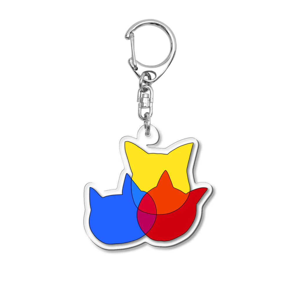 ハチワレの猫三原色 Acrylic Key Chain