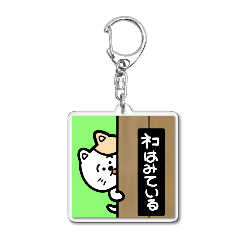 ふわとろ火薬のネコはみている Acrylic Key Chain