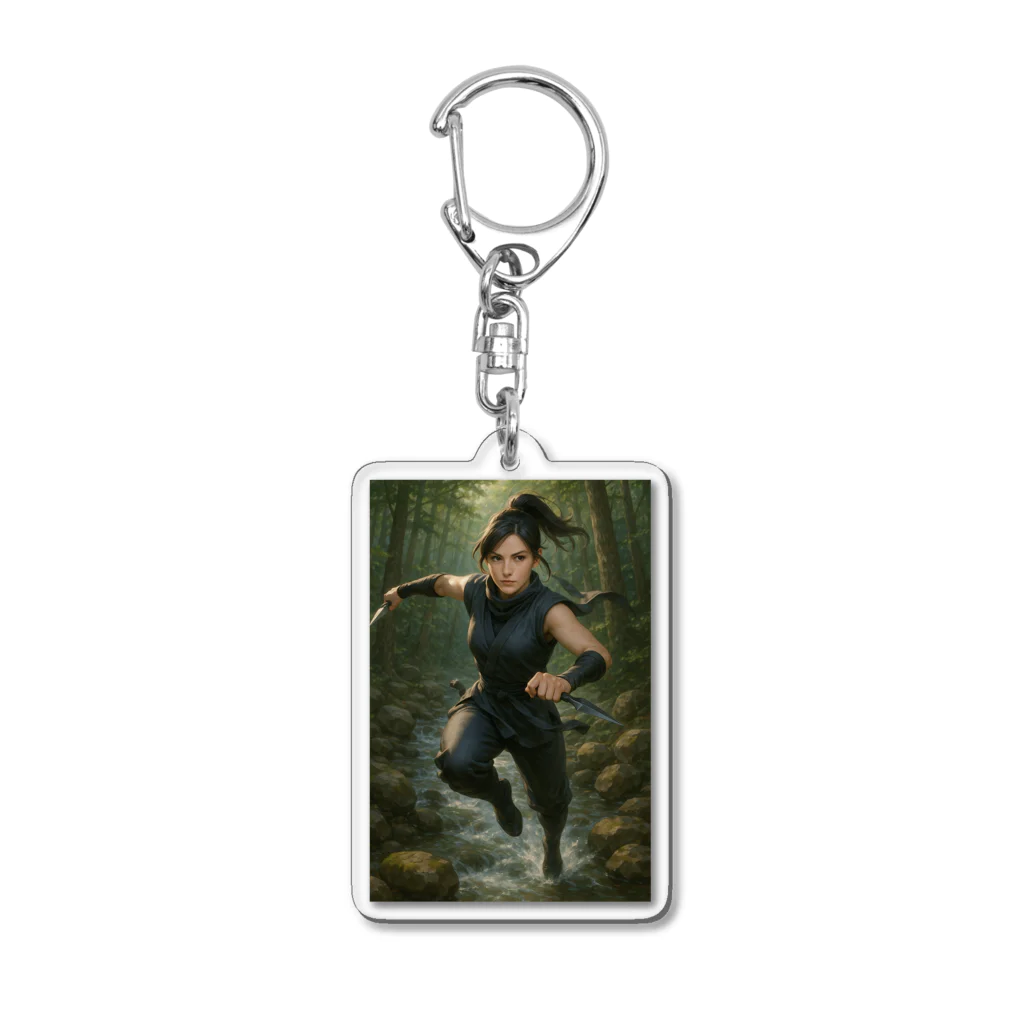 Dark Shadow  - 月影の渓流の影 - くノ一の舞 Acrylic Key Chain