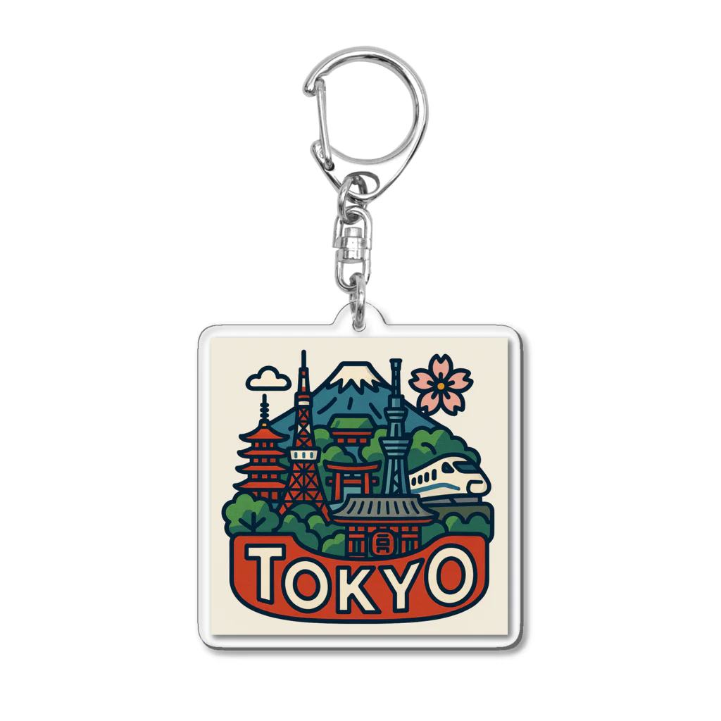 NIPPON POPの旅するTシャツ、東京編 Acrylic Key Chain