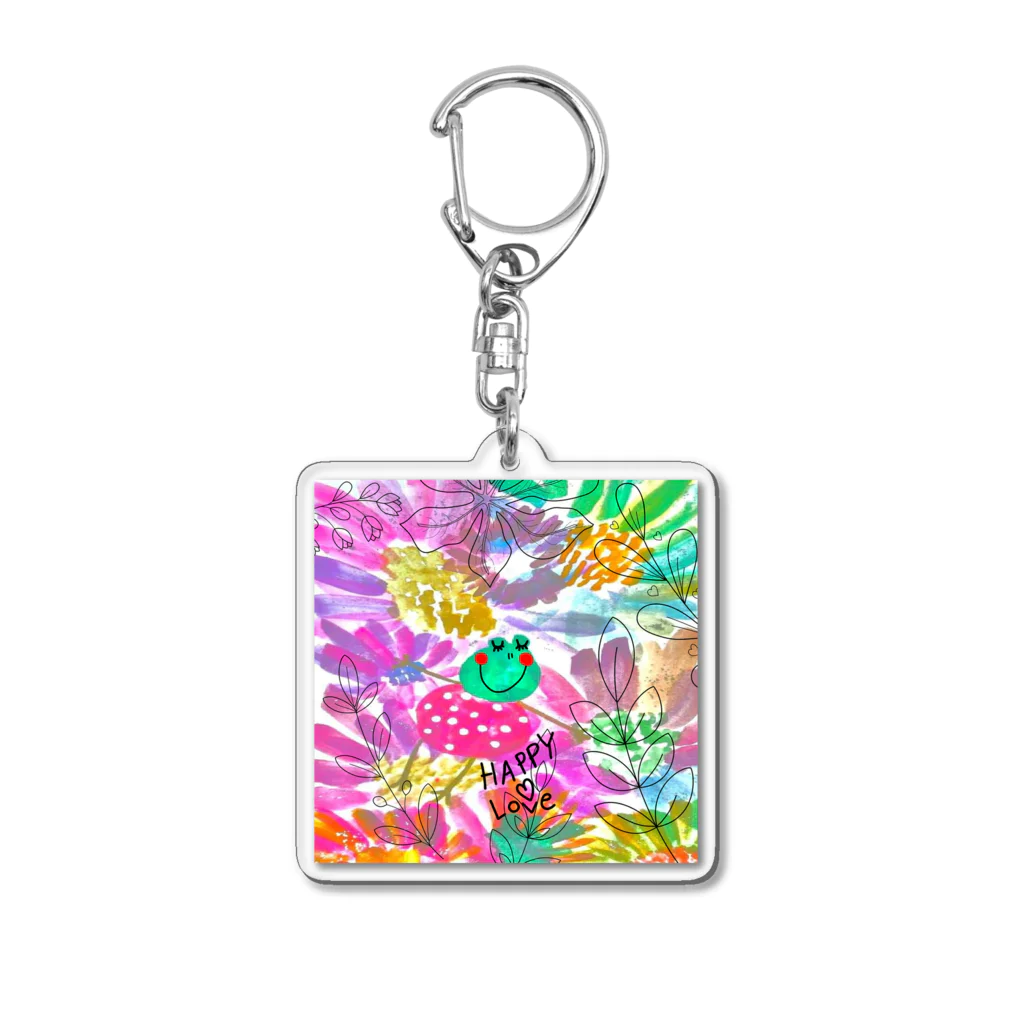 キーホルダー♡♡花柄カエルちゃんオリジナルデザイン / カエルモチーフオリジナル制作専門店 ( Frogmisa )のアクリルキーホルダー通販 ∞  SUZURI（スズリ）