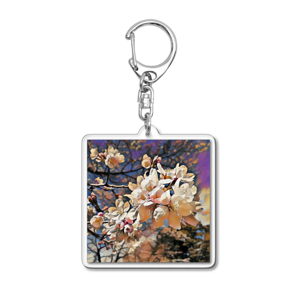 いちの夕日 絵画 桜  Acrylic Key Chain