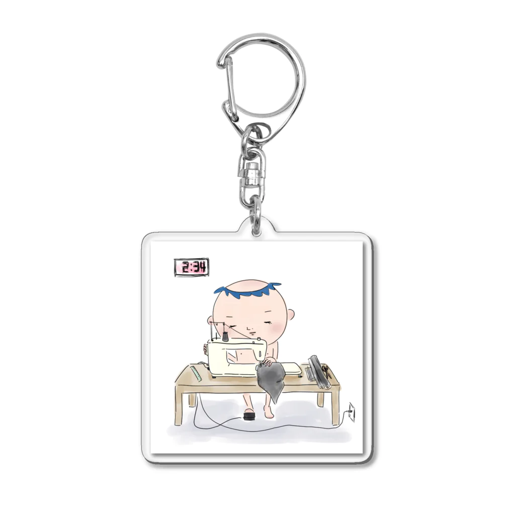いしだよりこ商店のミルかつ〈ミシン男子〉 Acrylic Key Chain