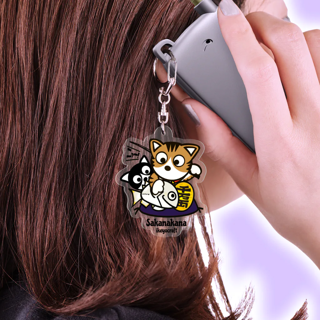ikeyocraft の招き猫　キビレ Acrylic Key Chain