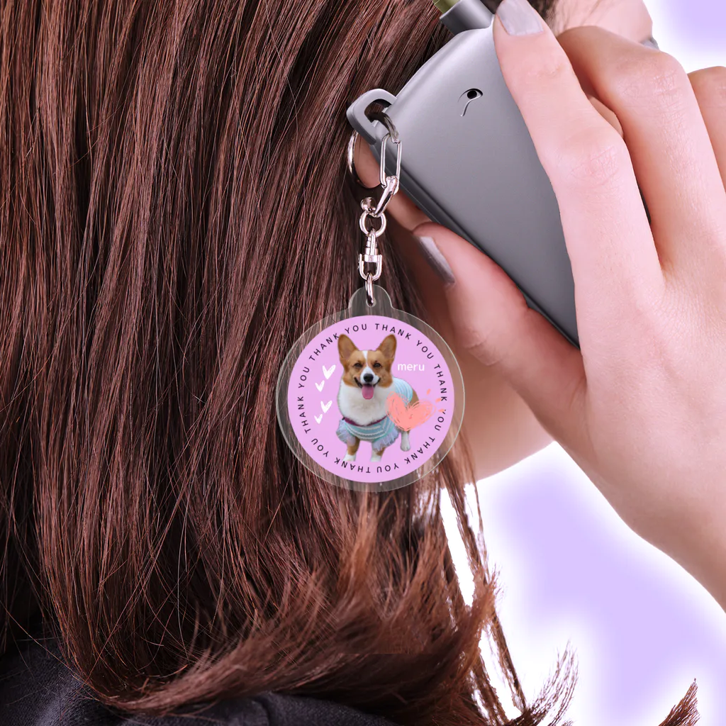コーギーブレッド（もこもこーぎー）のコーギーめるるん （thankyou） Acrylic Key Chain