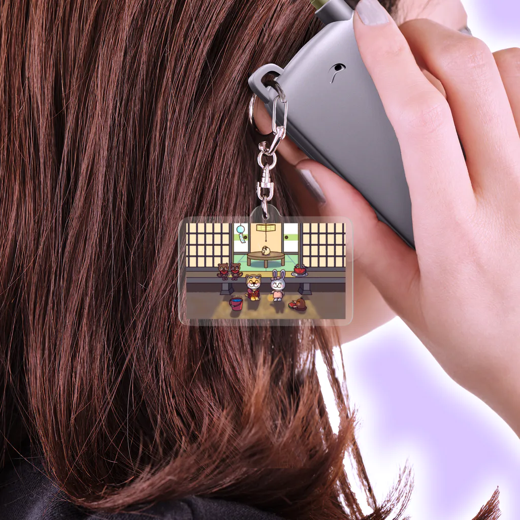 しばうさ.netの8月🎇夏の夜の縁側でのひととき🍉🎐 Acrylic Key Chain