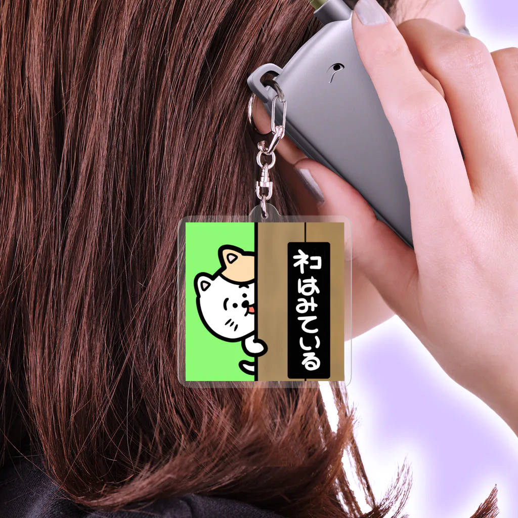 ふわとろ火薬のネコはみている Acrylic Key Chain