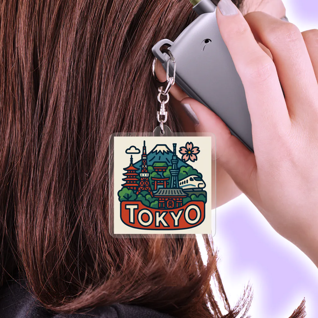 NIPPON POPの旅するTシャツ、東京編 Acrylic Key Chain