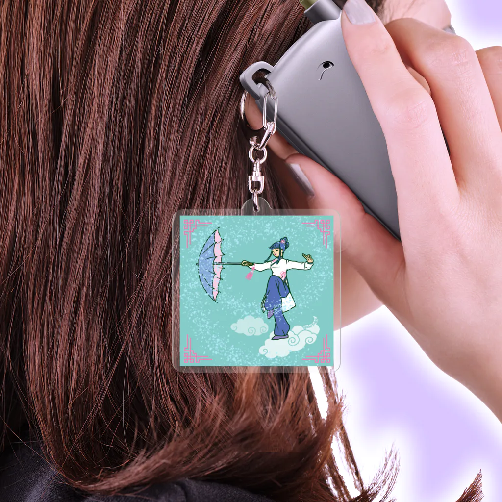 雨とアオザイカンフーガール / yukituboのアクリルキーホルダー