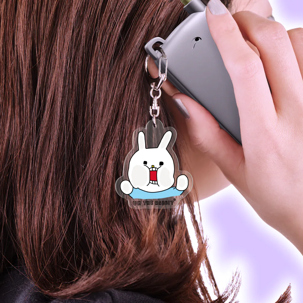ウサギのウー by NIKUQ WORKSのむぎゅーっとしたウー Acrylic Key Chain