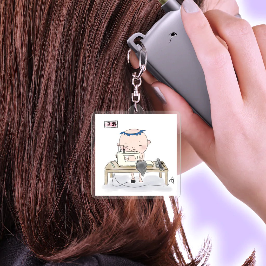 いしだよりこ商店のミルかつ〈ミシン男子〉 Acrylic Key Chain