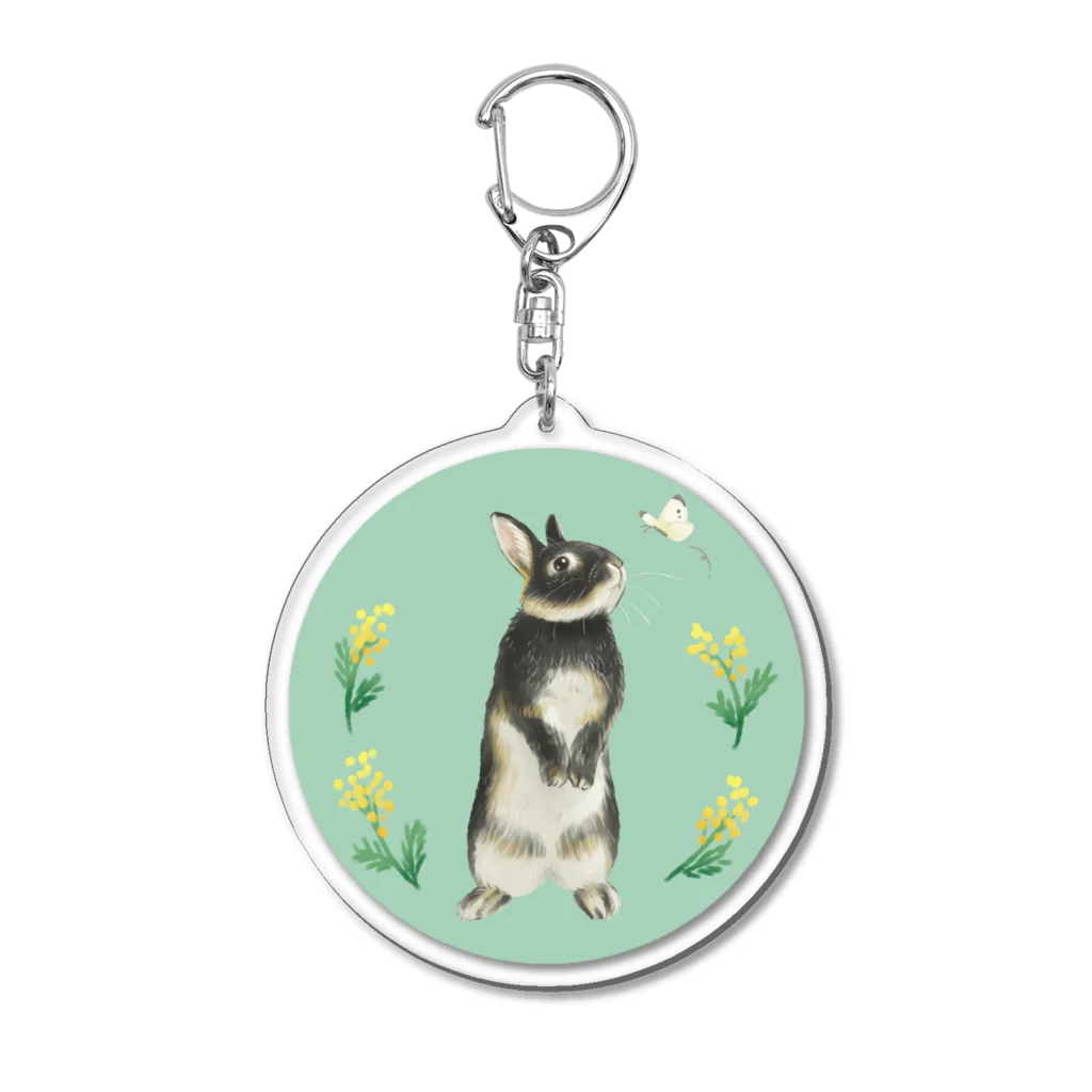 Usagi Kawaiiのモンシロチョウとうさぎさん Acrylic Key Chain