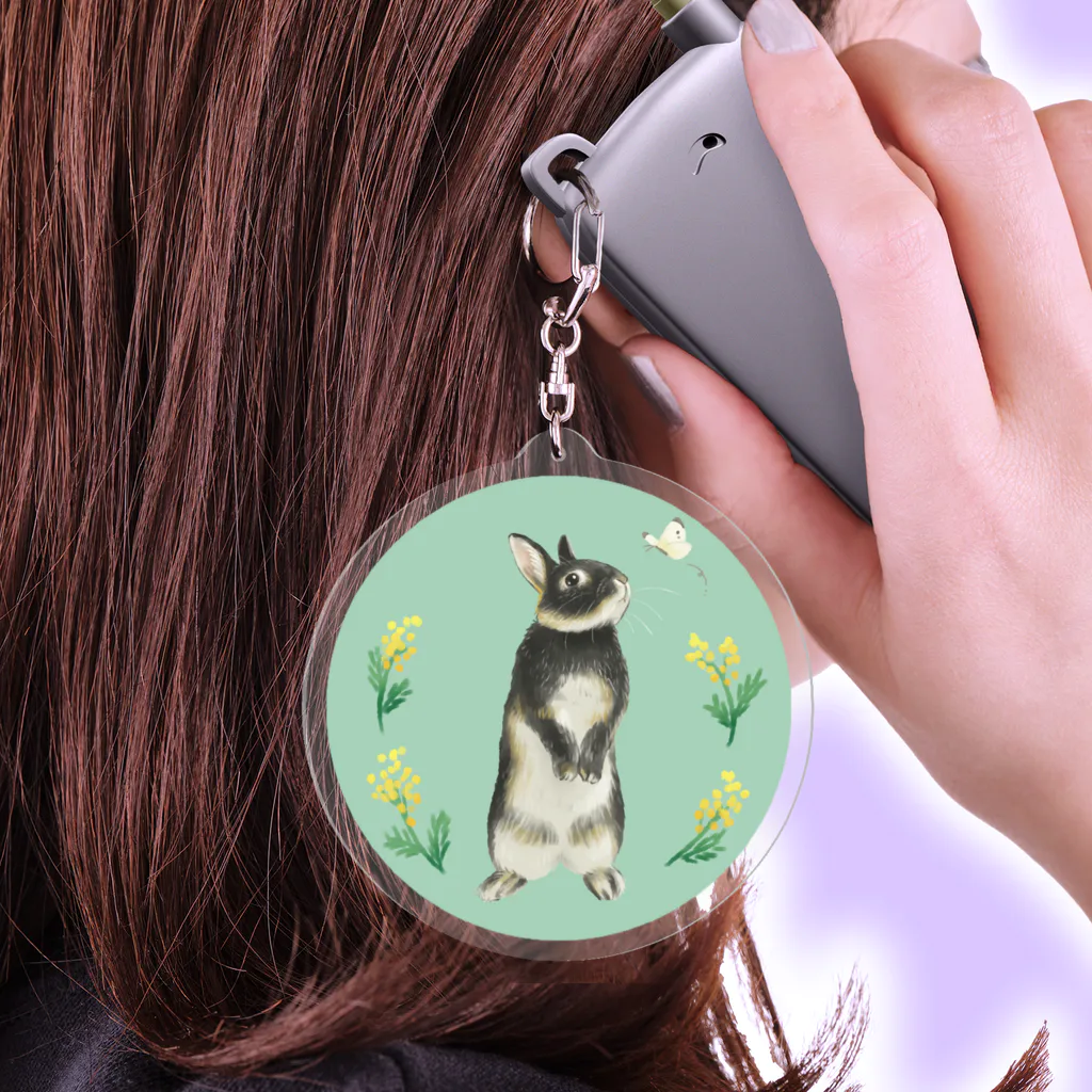 Usagi Kawaiiのモンシロチョウとうさぎさん Acrylic Key Chain