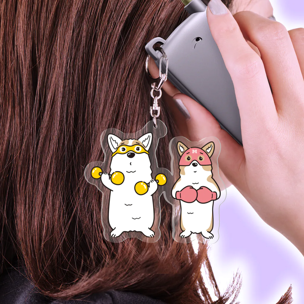 コーギー犬ノエさんのCorgi Fight Gym HERO アクリルキーホルダー Acrylic Key Chain