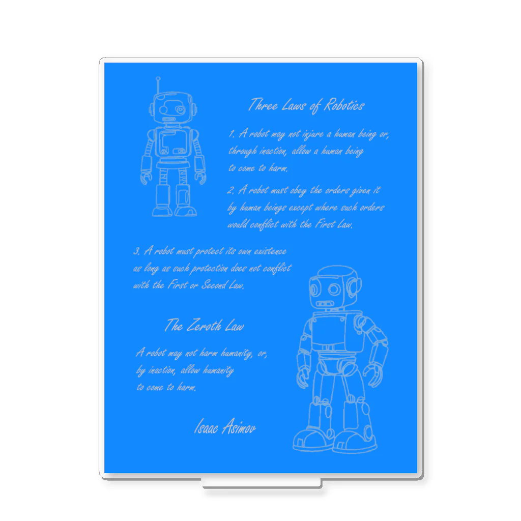 mirinconixのアシモフのロボット3原則とロボットの落書き  セルリアンブルー Acrylic Stand