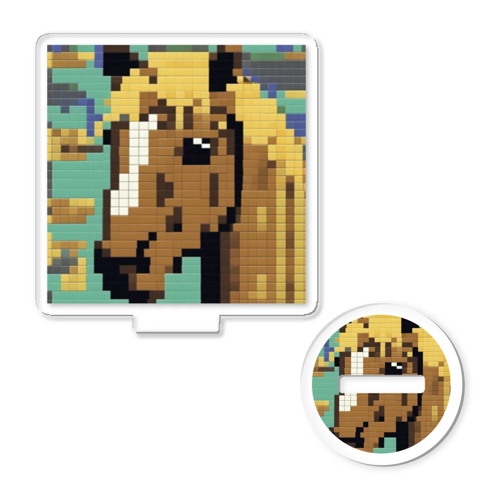 ドット絵で描かれた額に縦に白毛がある馬のアップのプレミアム