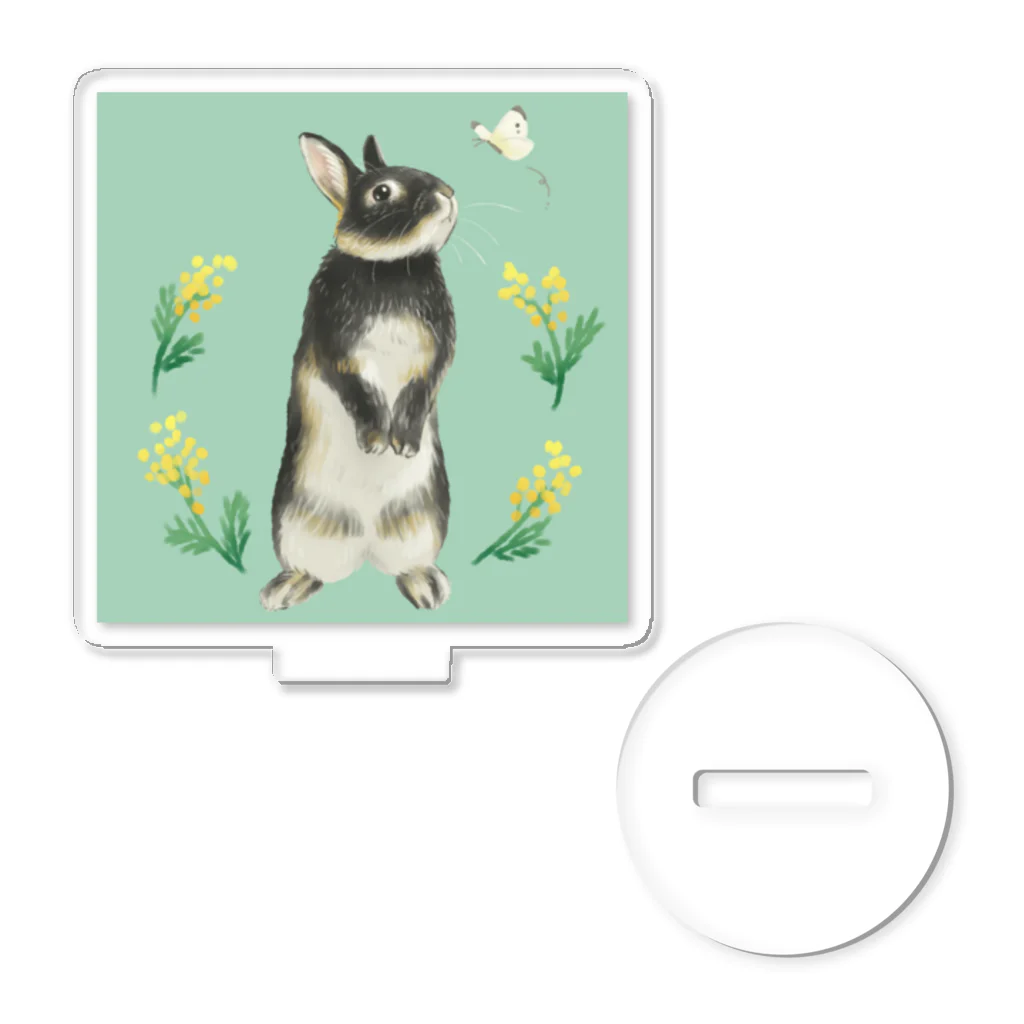 Usagi Kawaiiのモンシロチョウとうさぎさん Acrylic Stand