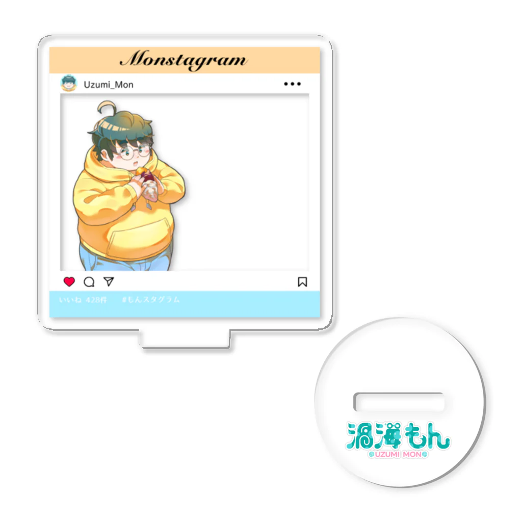 渦海 もん🐬🫧 くるくる天パ系Vtuberの秋ずみもんポラロイド風🍠 Acrylic Stand