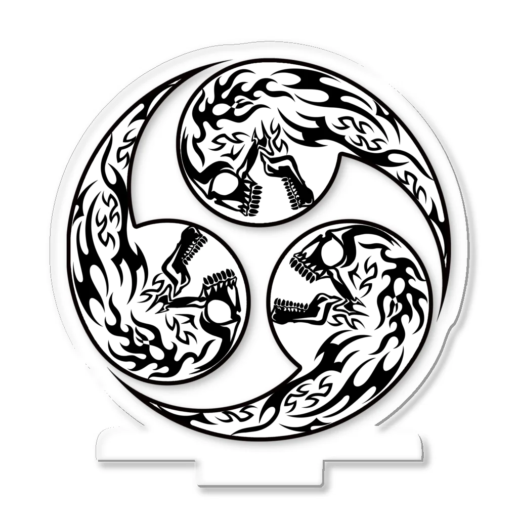 Ａ’ｚｗｏｒｋＳの合わせ髑髏三つ巴 黒枠白（オリジナル家紋シリーズ） Acrylic Stand