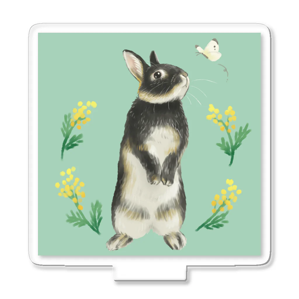 Usagi Kawaiiのモンシロチョウとうさぎさん Acrylic Stand