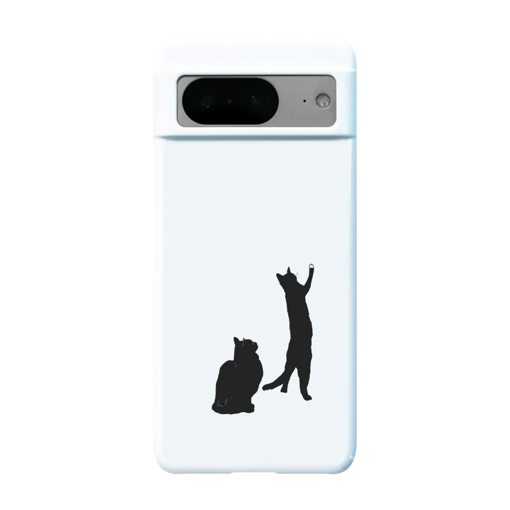 小鳥と映画館の何かを見つめる黒猫たち Android Smartphone Case