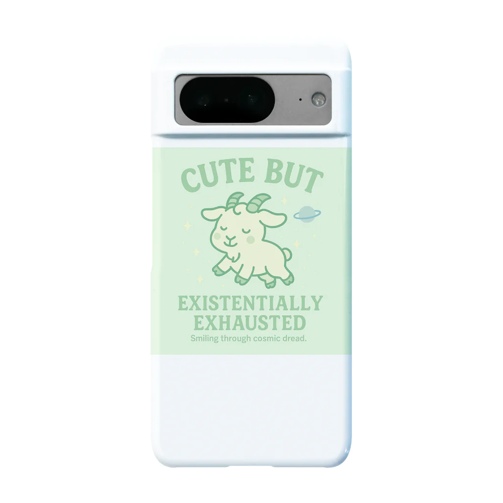 CUTE BUT EXISTENTIALLY EXHAUSTEDのCUTE BUT EXISTENTIALLY EXHAUSTED – ゆるやぎ宇宙Tシャツ Android Smartphone Case