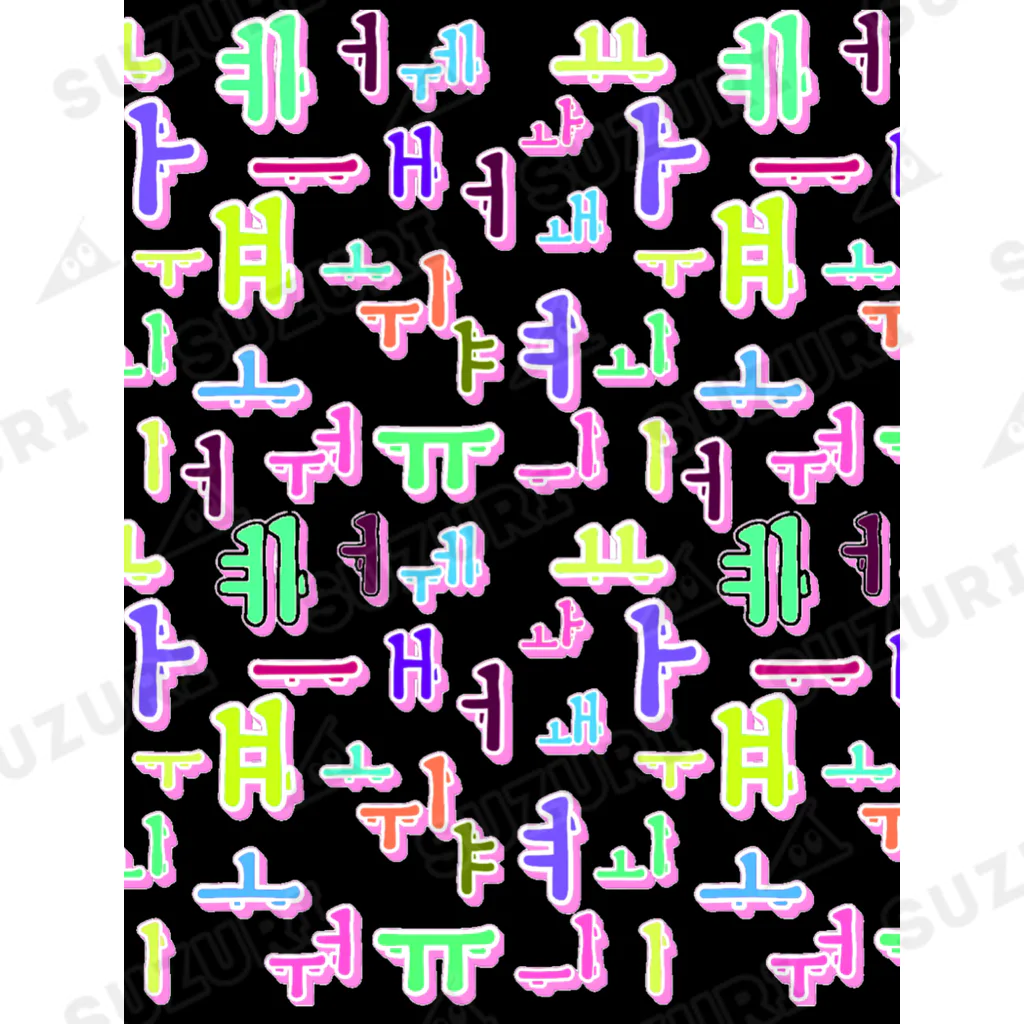 LalaHangeulのハングルのカラフルな母音　黒地 Ankle Socks