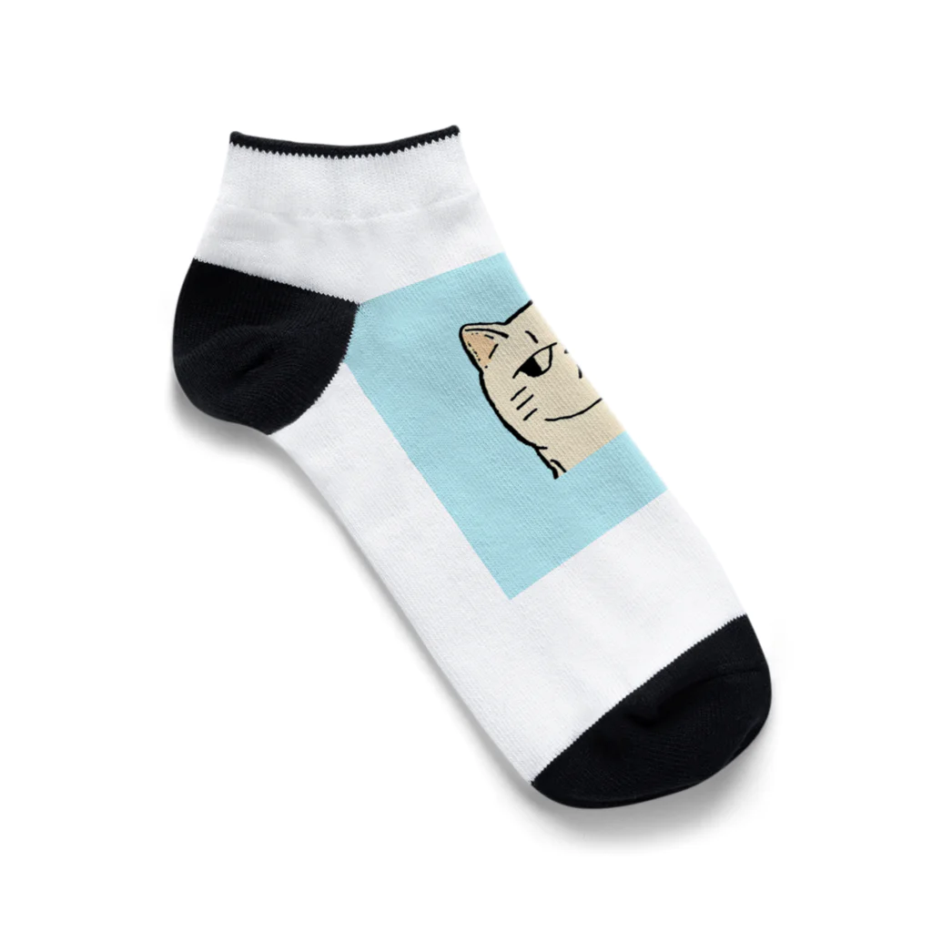 日常のふてくされたネコくん(水色) Ankle Socks