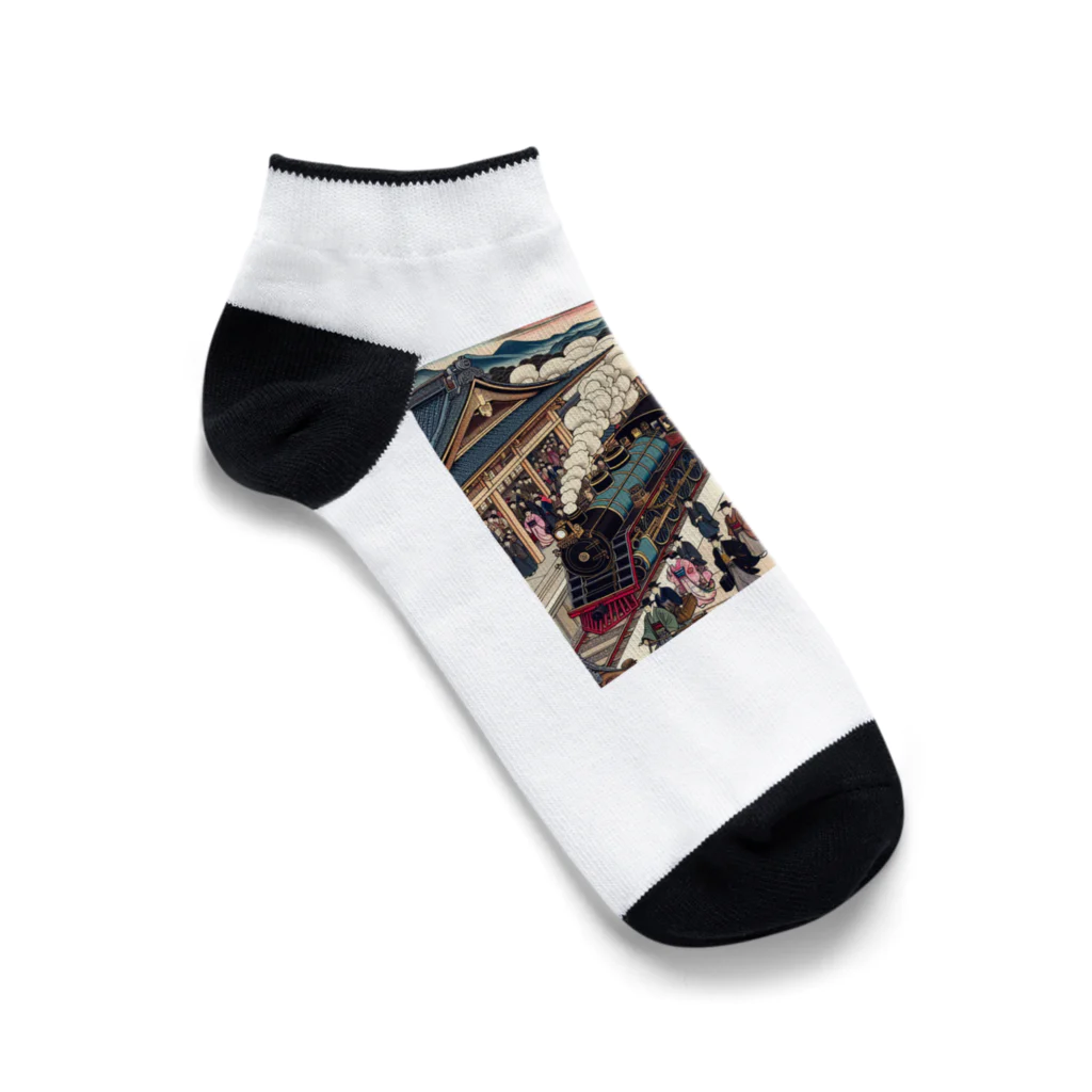 MJGshopの【UKIYOE】蒸気機関車001 -KIKANSYA- Ankle Socks