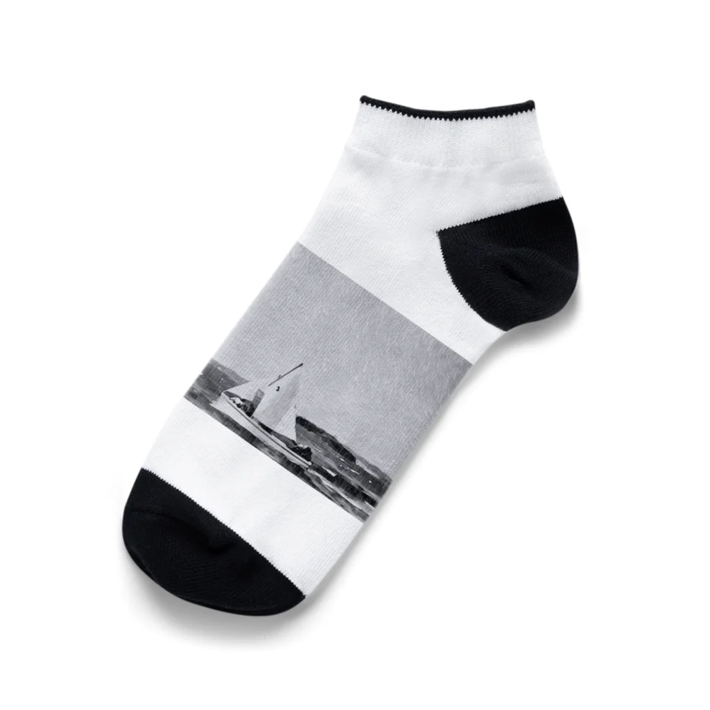 Spirit of Sailors 冒険ギアの航海（モノクロ） Ankle Socks