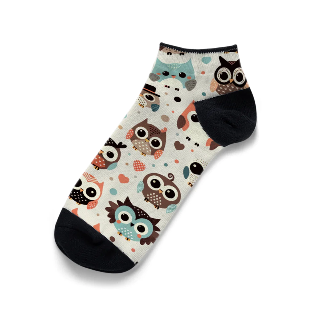 18ban's shopのフクロウドット柄 Ankle Socks