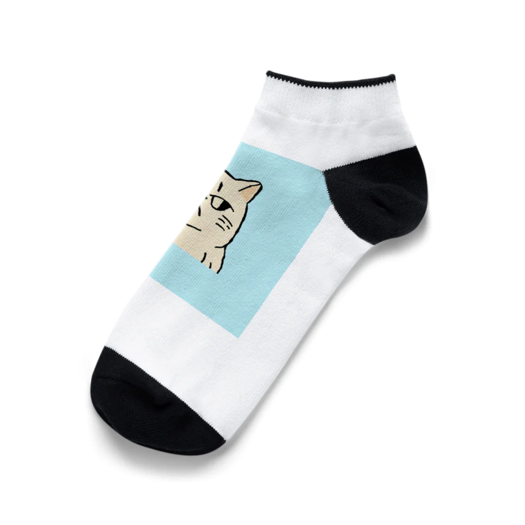 日常のふてくされたネコくん(水色) Ankle Socks