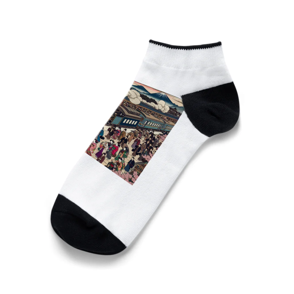MJGshopの【UKIYOE】蒸気機関車001 -KIKANSYA- Ankle Socks