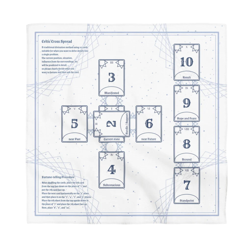 タロットスプレッドクロス（ケルト十字／白） / アルカワークス＠SUZURI ( mei331 )のバンダナ通販 ∞ SUZURI（スズリ）
