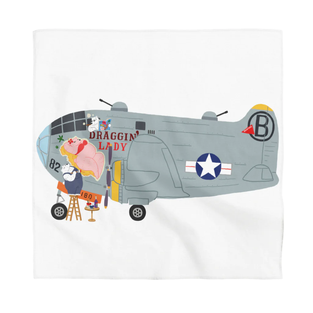 ノーズアートを描くすろくま。爆撃機B-29、横位置 / SKULL-2