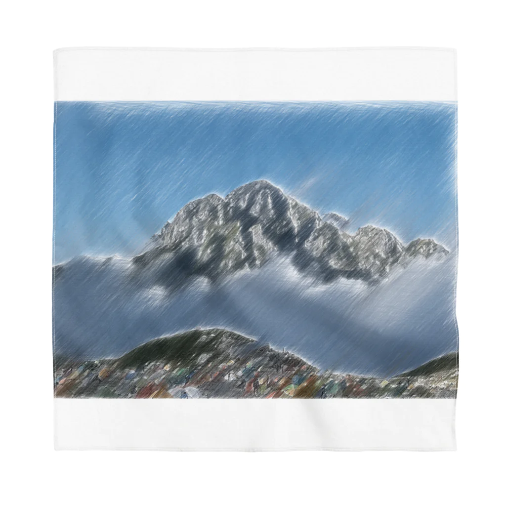 静かな山の頂への雲海の劔岳 Bandana